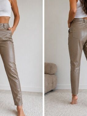 LBLC the label Women’s Slim Faux-Leather Chinos in Tan